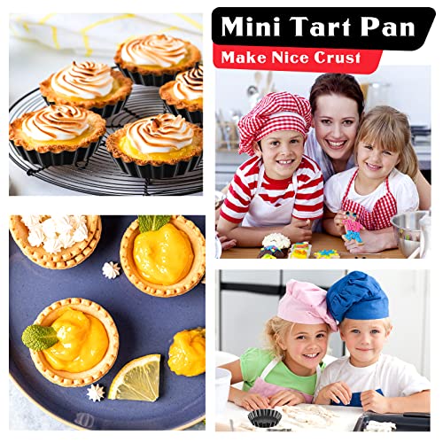 24 Pcs Mini Tart Pans 4 Inch with Removable Bottom Round Nonstick