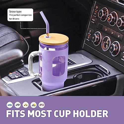 Glass Tumbler with Straw and Lid