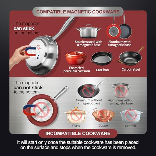 Portable Induction Cooktop 1800W NSF Certified Commercial Range Powerful Countertop Burner Pro Chef Professional Hot Plate Premium Stainless Steel Housing Schott Glass 10 Hours Timer