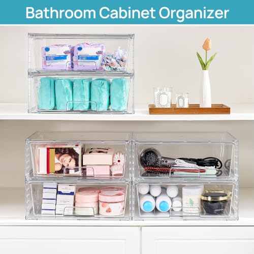 2 Pack Large Clear Stackable Storage Drawers for Closet (2 Count)