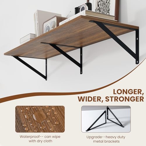 36W x 12D Deep Floating Shelves Set of 2 Walnut