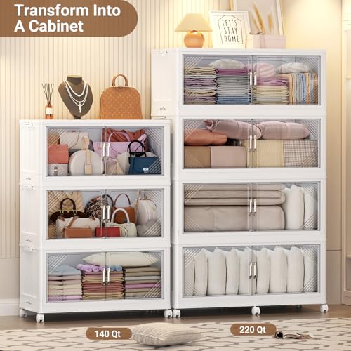 V60 560QT Plastic Stackable Storage Bins with Lid (4 Count)
