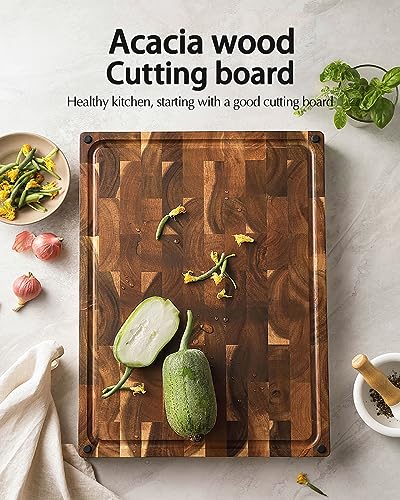 Large Thick End Grain Acacia Wood Cutting Board