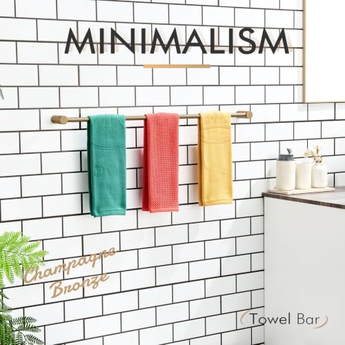 Towel Bar Champagne Bronze 32'' Bath Towel Rack Holders Single Rail for Bathroom Wall Mounted Stainless Steel Bathroom Hardware