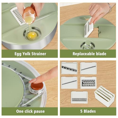 Stainless Steel Salad Spinner Large with 5 Blades Slicer