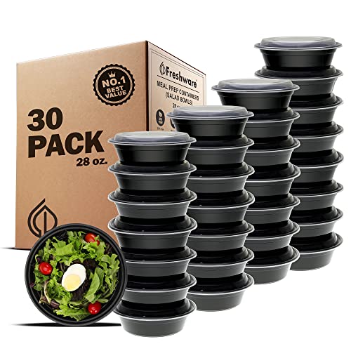Meal Prep Bowl Containers [30 Pack] Plastic Bowls with Lids for Soup and Salad (30 Count)