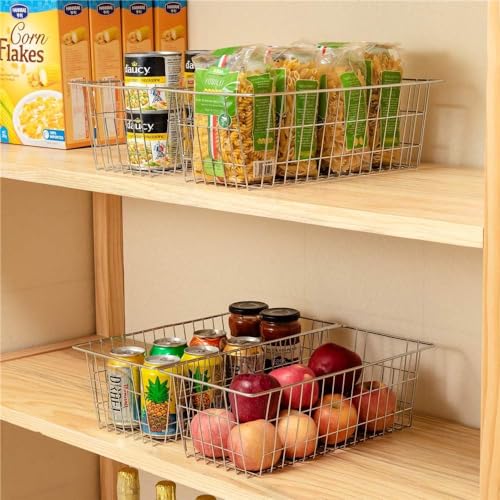 Farmhouse Freezer Bastets Organizer Bin Large Metal Wire Food Storage Organizer Bin Basket (3 Count)