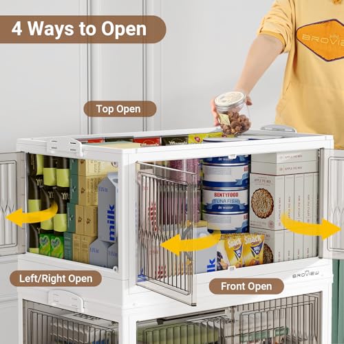 90Gal Stackable Storage Bins with Lids Foldable Boxes (3 Count)