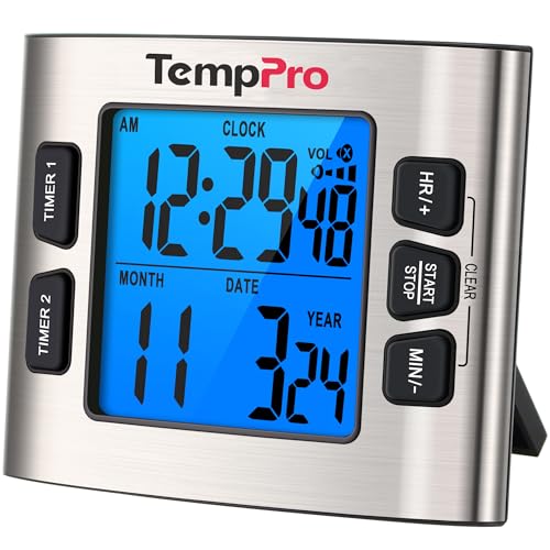TM02 24H Kitchen Timer with Clock Mode & Dual Digital Timers