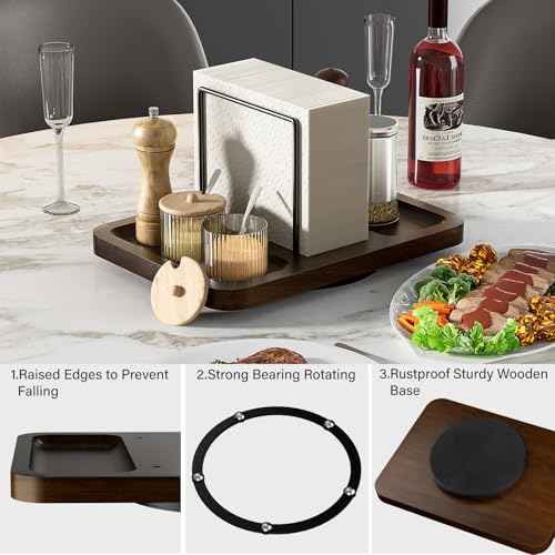 Rotating Napkin Holder for Table with Salt and Pepper Shakers Caddy