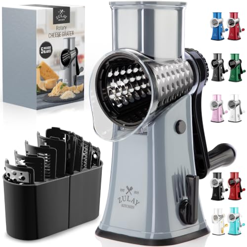 Rotary Cheese Grater Manual Hand Crank 5 Blade Shredder