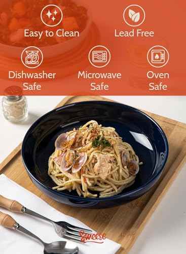 Pasta Bowls 30 Ounce Salad Serving Bowls Set of 6 (6 Count)