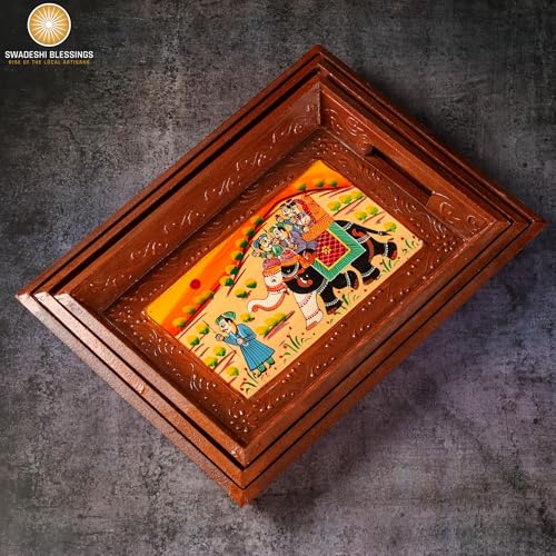 Hand Painted Wooden Serving Tray Set of 3 (3 Count)