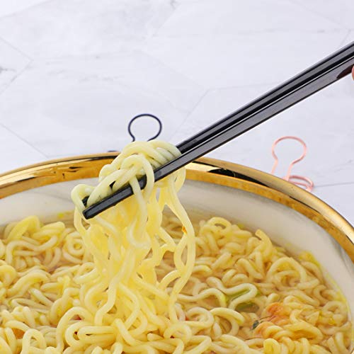 5 Pair Stainless Steel Black Metal Reusable Chinese Square Chopsticks