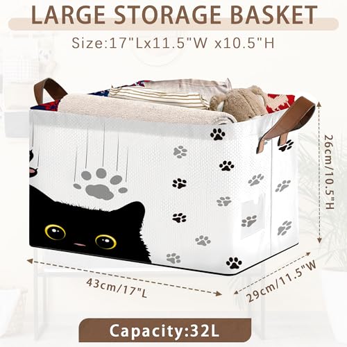Black Cat Storage Basket Large 17x11.5x10.5 Inche