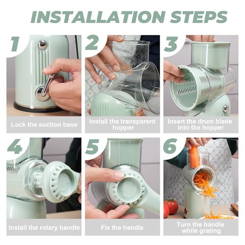 Rotary Cheese Grater 5 Blades Mandoline Slicer for Vegetable