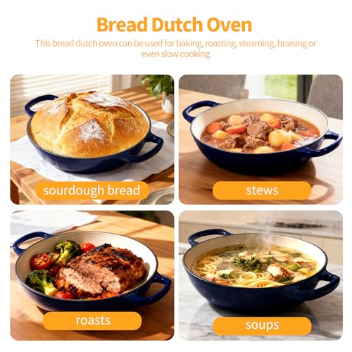 6QT Enameled Cast Iron Dutch Oven For Sourdough Bread Baking