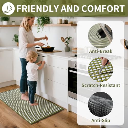 Kitchen Rugs Kitchen Mats for Floor Non Slip Washable Blue 17" x47 (5.365 Sq Ft)