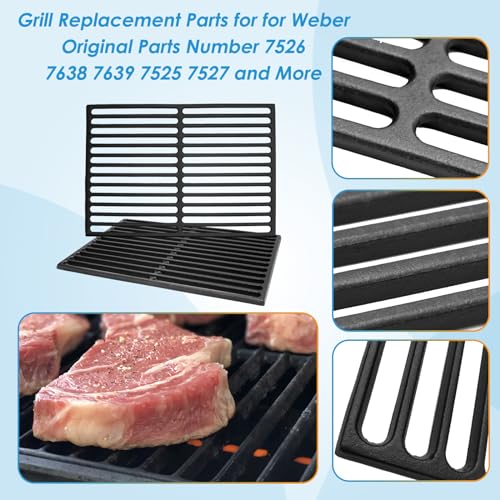 7526 7527 17.5" Grill Grates Replacement for Weber Spirit II 300 Series