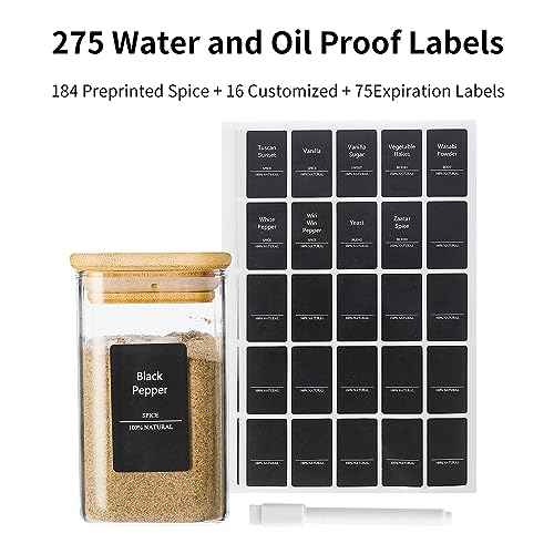 9 Oz Spice Jars with 275 Labels 16 Pack (16 Count)