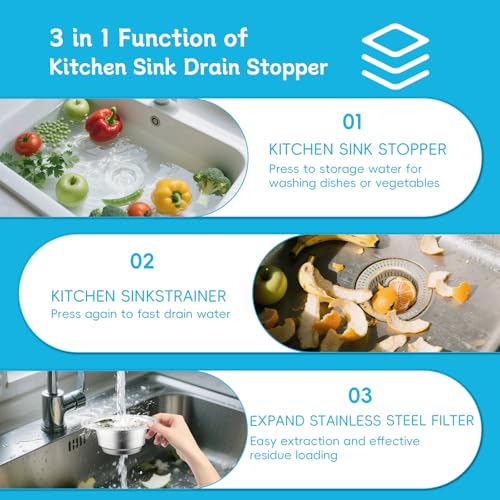 3 in 1 Kitchen Sink Drain Strainer