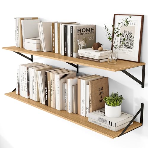 48W x 12D Deep Floating Shelves Set of 2 Oak (2 Count)