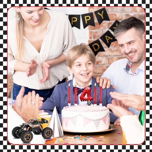 13PCS Racing Car Theme Birthday Candle Set with Checkered Flag Design (13 Count)