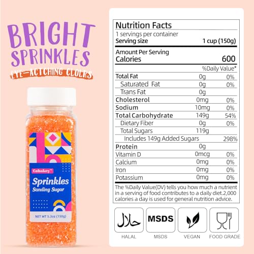 Orange Sanding Sugar Sprinkles (5.3 Ounce)