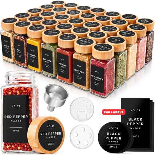 Glass Spice Jars with Label (36 Count)