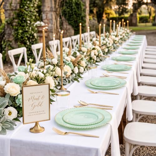 180Pcs Sage Green Plastic Plates for Wedding Party Supplies