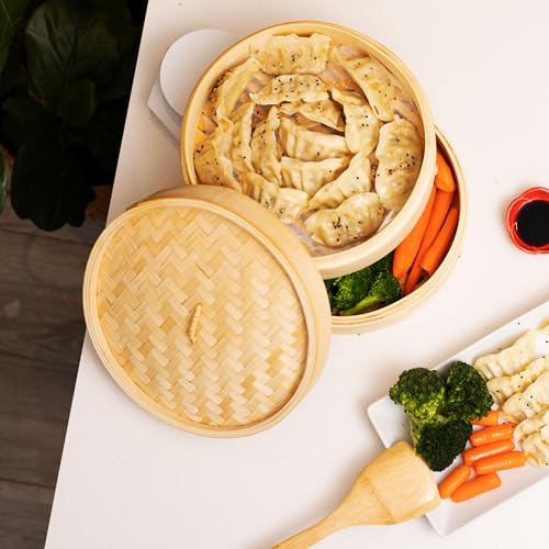 2 Tier Bamboo Steamer Baskets