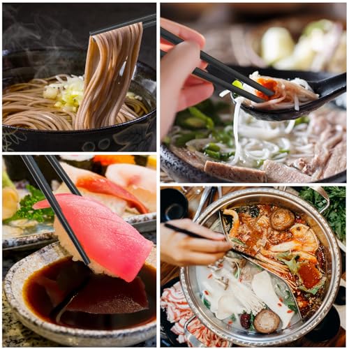 100 Pairs Fiberglass Reusable Chopsticks 9.5" Dishwasher Safe Black Cherry Chopsticks for Chinese Style Japanese Food Cooking Supplies