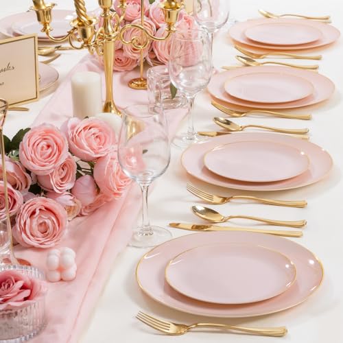 200Pieces Pink Plastic Plates (200 Count)