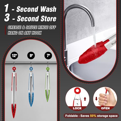 Silicone Tongs for Cooking (3 Count)