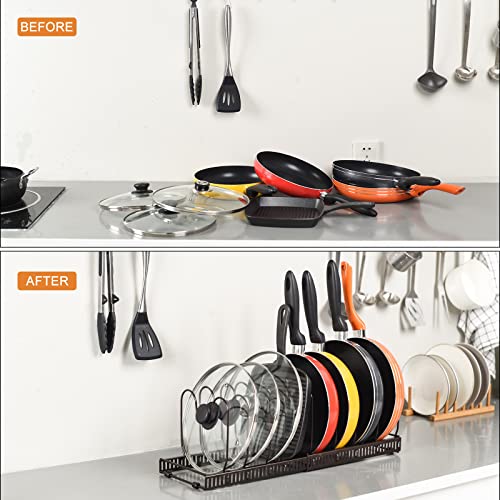 Pots and Pans Organizer Rack for Cabinet and Countertop