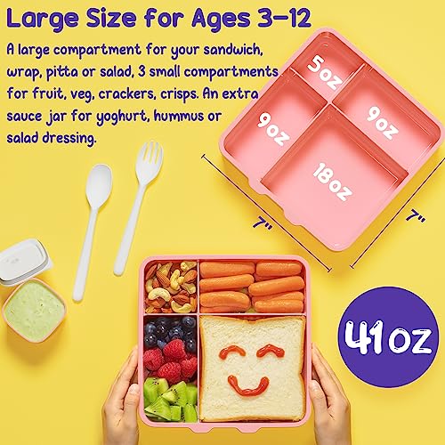 Kids Bento Lunch Box with Toddler Insulated Water Bottle Lunch Bag