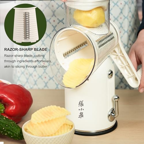 Rotary Cheese Grater 5 Blades Mandoline Slicer for Vegetable