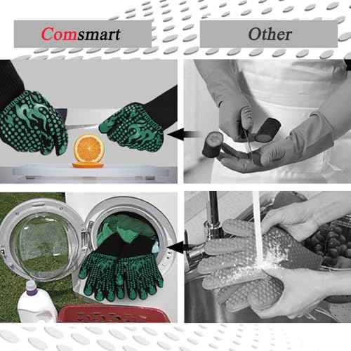 BBQ Gloves 1472°F Heat Resistant Grilling Gloves Silicone Non (2 Count)