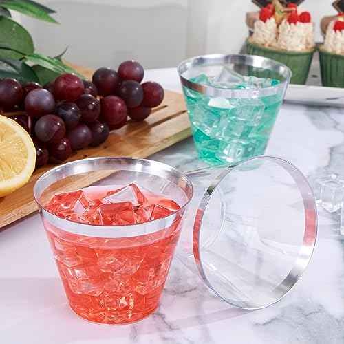 100PCS Silver Plastic Cups (100 Count)