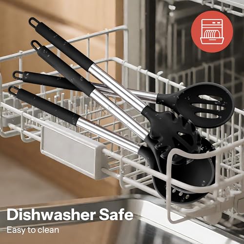28 Piece Silicone Kitchen Utensils Set with Stainless Steel Handles (28 Count)