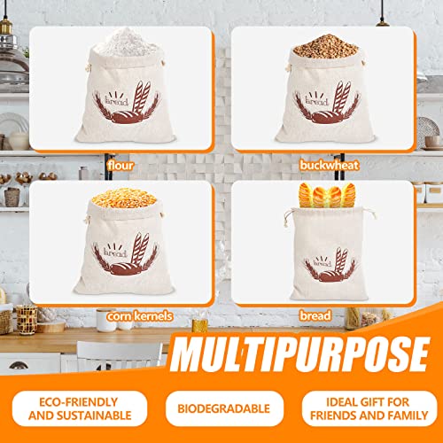 20 Pcs Linen Bread Bag for Homemade Bread Reusable 2 Sizes 10" x 12" and 11" x 17" Unbleached Container Drawstring Natural Bags Storage for Food Baking Kitchen Sandwich Bakery Picnic Wedding (20 Count)