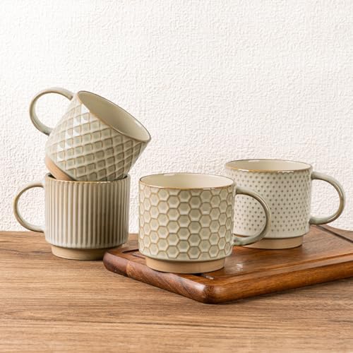 15 OZ Stackable Coffee Mugs Set of 4 (4 Count)