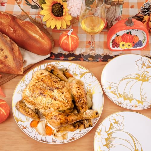 60PCS Thanksgiving Plates & Gold Pumpkin Plates (60 Count)