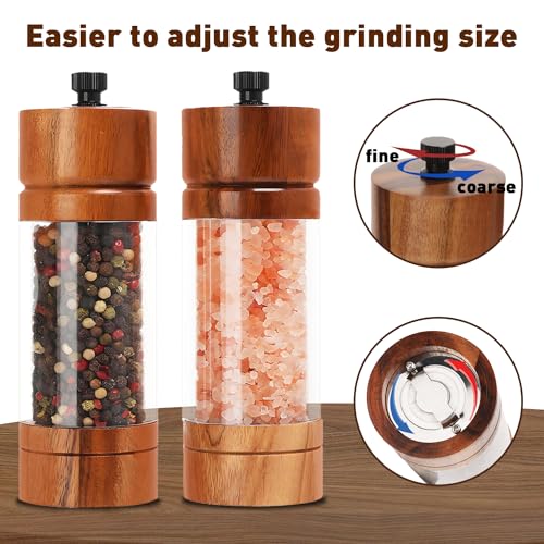 2 Pack 5.5 Inch Wood Salt and Pepper Grinder Set (2 Count)
