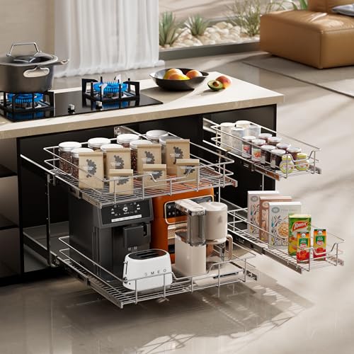 2 Tier Pull Out Cabinet Organizer 9" W X 17" D