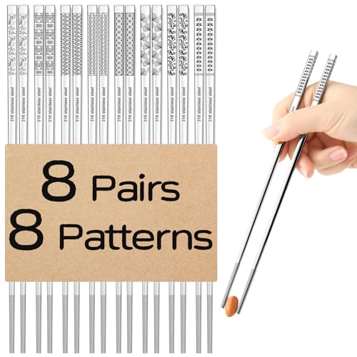 8 Pairs Metal Chopsticks Reusable 18