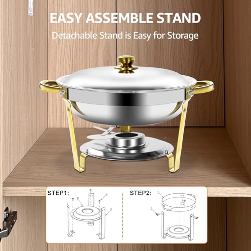 Gold & Silver Chafing Dishes for Buffet with Lid 5QT