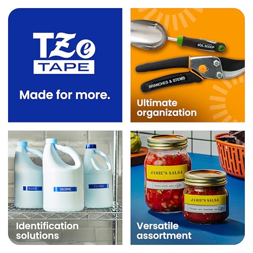 Genuine P Touch TZe Black Print on White Label Tape