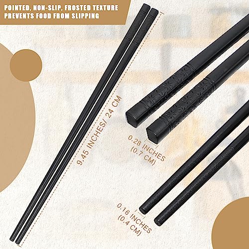 200 Pairs Fiberglass Reusable Chopsticks 9.5" Dishwasher Safe Black Cherry Chopsticks for Chinese Style Japanese Food Cooking Supplies