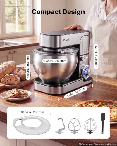 7.4 Qt Tilt Head Stand Mixer 500W Electric Dough Mixer